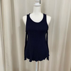 Dark Blue Top.  Long Sleeves.  Paper Crane. Size S
